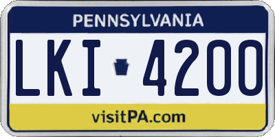 PA license plate LKI4200