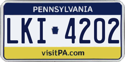 PA license plate LKI4202