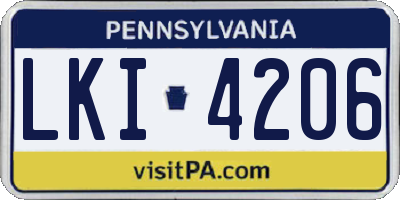 PA license plate LKI4206