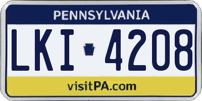 PA license plate LKI4208