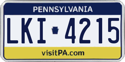 PA license plate LKI4215