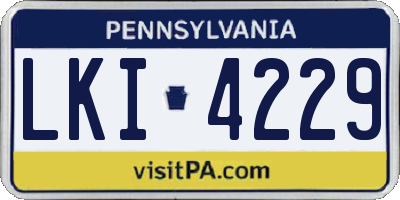 PA license plate LKI4229