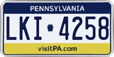 PA license plate LKI4258