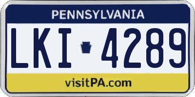 PA license plate LKI4289
