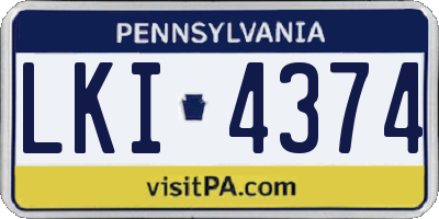 PA license plate LKI4374