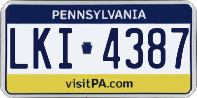 PA license plate LKI4387