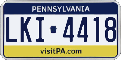 PA license plate LKI4418