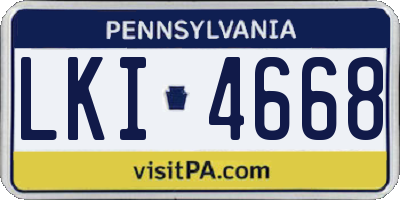 PA license plate LKI4668