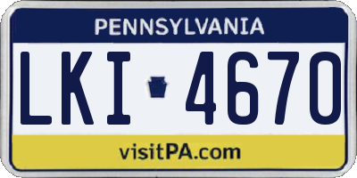 PA license plate LKI4670