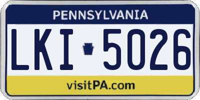 PA license plate LKI5026