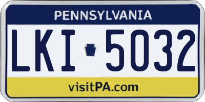 PA license plate LKI5032