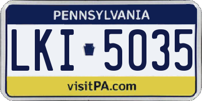 PA license plate LKI5035