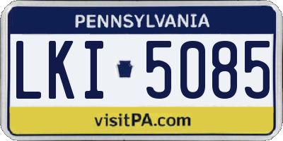 PA license plate LKI5085