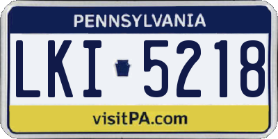 PA license plate LKI5218