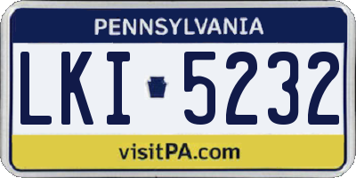 PA license plate LKI5232