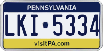 PA license plate LKI5334