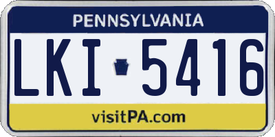 PA license plate LKI5416