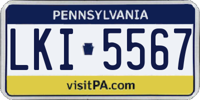 PA license plate LKI5567