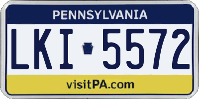 PA license plate LKI5572