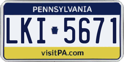 PA license plate LKI5671