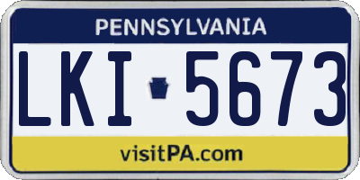 PA license plate LKI5673