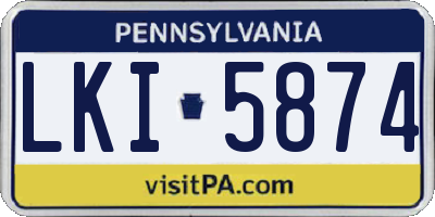 PA license plate LKI5874