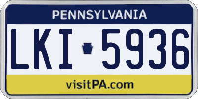 PA license plate LKI5936