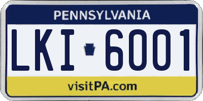 PA license plate LKI6001