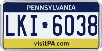 PA license plate LKI6038