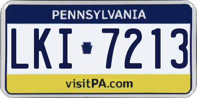 PA license plate LKI7213