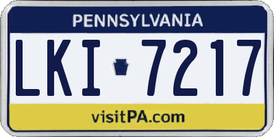 PA license plate LKI7217