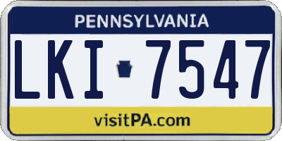 PA license plate LKI7547