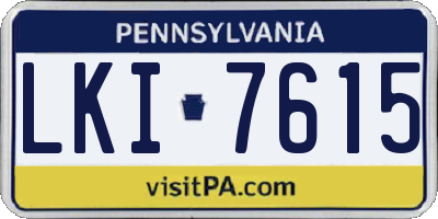 PA license plate LKI7615