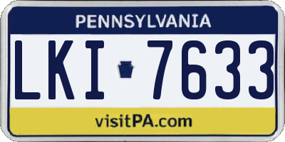 PA license plate LKI7633