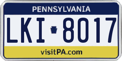 PA license plate LKI8017