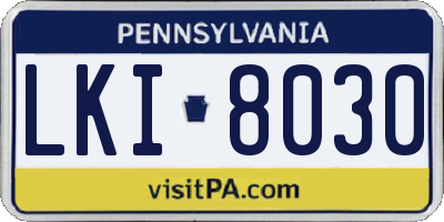 PA license plate LKI8030