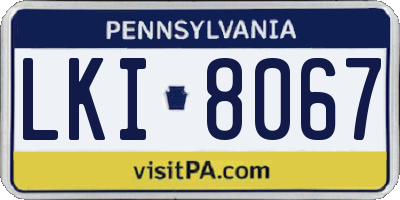PA license plate LKI8067