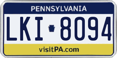 PA license plate LKI8094