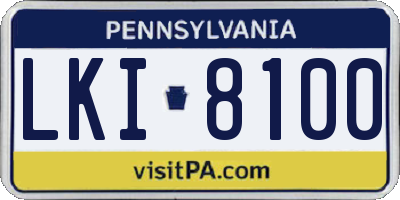 PA license plate LKI8100