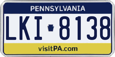 PA license plate LKI8138
