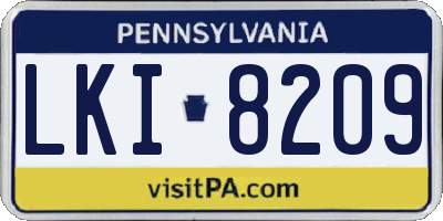 PA license plate LKI8209