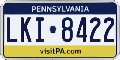 PA license plate LKI8422