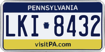 PA license plate LKI8432