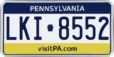 PA license plate LKI8552