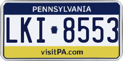 PA license plate LKI8553