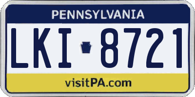 PA license plate LKI8721