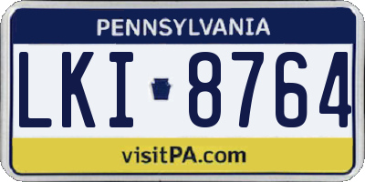 PA license plate LKI8764