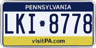 PA license plate LKI8778