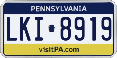 PA license plate LKI8919
