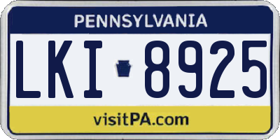 PA license plate LKI8925
